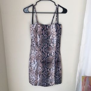 Nasty Gal Snake Print Square Neck Bodycon Dress - Brown Snake Print